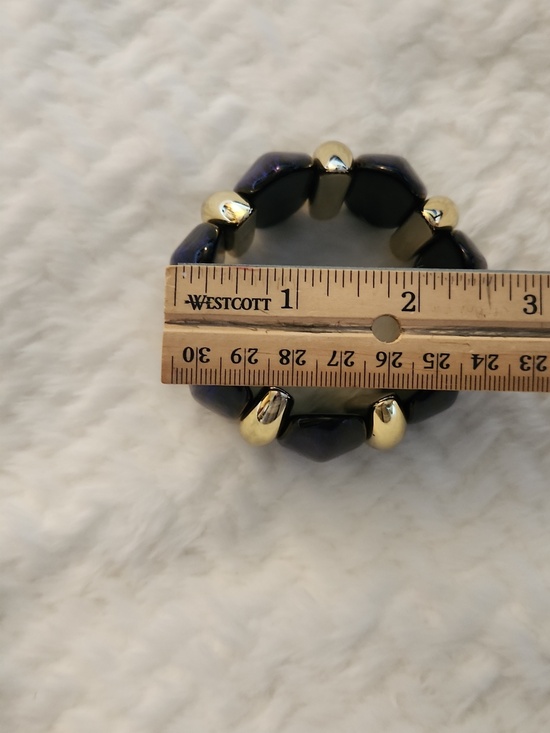 Indigo And Gold Stretch Dome Bracelet - Women's Jewelry - Picture 3 of 5